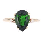 non signe Emerald Pear Lab and Diamond Ring Size 6.5